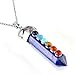 BEADNOVA 7 Chakra Synthetic Lapis Lazuli Gemstone Necklace Hexagonal Healing Pendant Necklace Stainless Steel Chain 18 Inches