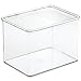 mDesign Stackable Plastic Storage Bin Box with Hinged Lid Organizer for Vitamins, Supplements, Serums, Essential Oils, Medicine Pill Bottles, Adhesive Bandages, First Aid Supplies - 6 Pack - Clear
