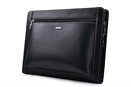 Leather Portfolio with Notepad Space for 10.5-inch / 11-inch iPad, Padfolio Case Business Zippered Organizer Document Folder with Letter Size Notepad Holder