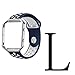 Fitbit Blaze Bands with Frame Large, iHYQ Sport Silicone Soft Band with Ventilation Holes and Silver Stainless Steel Frame for Fitbit Blaze Smart Fitness Watch (Navy/White M/L + Sliver Frame)