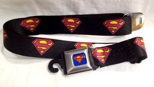 Superman Logo on Black Belt Seatbelt Belt (for your pants)