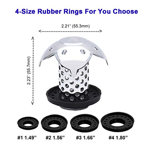 ALITA Bathtub Shower Drain Protector – 304 Stainless Steel Drain Hair Catcher/Strainer/Tub Drain Cover, Anti-Mold, Fit for Multi-Drain Sizes - Thumbnail 2