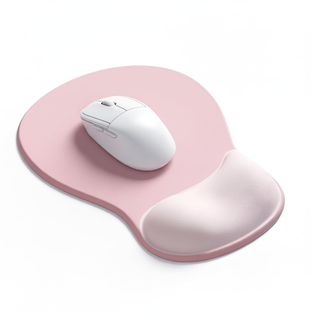 Photo 1 of eulps Mouse Pad with Gel Wrist Rest, Ergonomic Comfortable Computer Wrist Support for Laptop, Pain Relief Mousepad with Non-Slip PU Base for Office & Home (Pink)