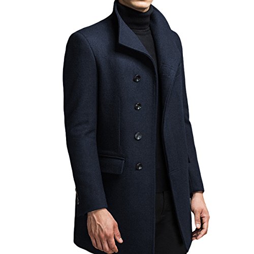 YOUTHUP Mens Wool Blend Winter Jacket Slim Fit Thick and Warm Overcoat