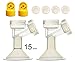 Maymom Brand 15 mm 2xOne-Piece Extra Small Breastshield w/Valve and Membrane Compatible with Medela Breast Pumps; Non-Detachable Clear