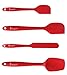Hummingbird PS Silicone Spatula Set - Rubber Spatulas Silicone Heat Resistant for Non Stick Cookware - Kitchen Utensils for Baking, Mixing, Cooking - One Piece Design - Stainless Steel Core - Red