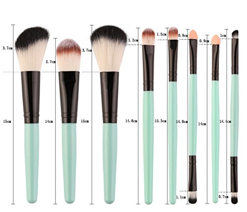 Sunsee 18 pcs Makeup Brush Set tools Make-up Toiletry Kit Wool Make Up Brush Set (Green)
