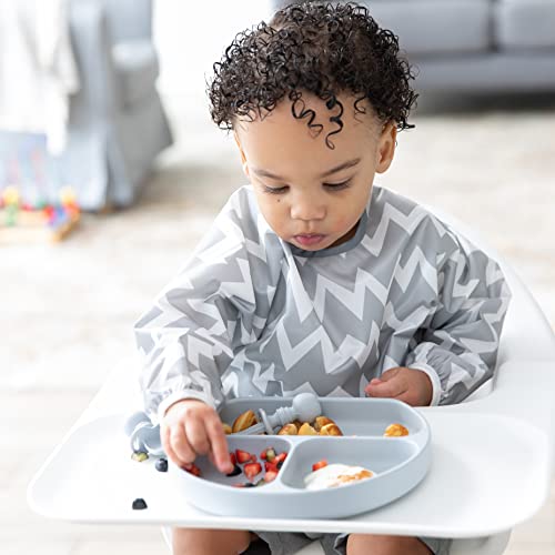 Bumkins Toddler and Baby Suction Plate, Silicone Divided Grip Dish for