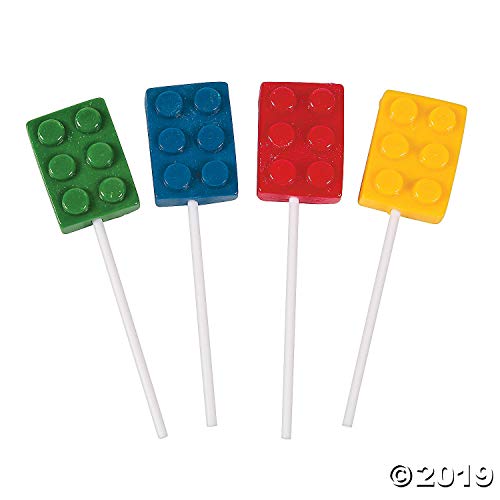 Fun Express Color Brick Lollipop Suckers | Assorted Fruit Flavors | 24 Count | Great for Birthday Parties, Holiday Giveaways, Party Favors, School Treats