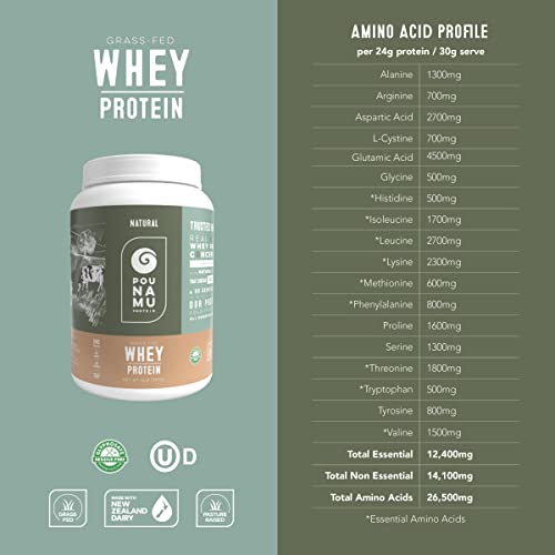Pounamu Natural Whey Protein Concentrate Powder, 24g Protein, 2g Sugar
