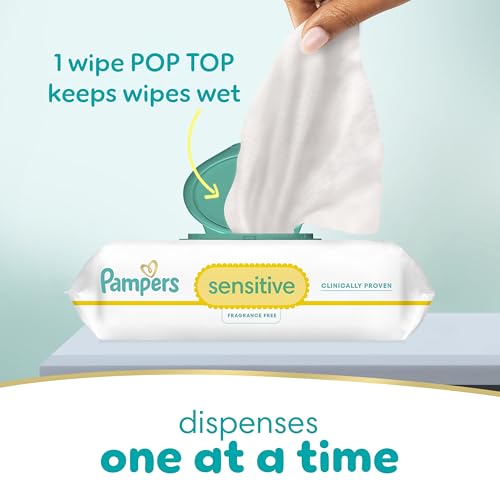 PAMPERS BABY WIPES, SENSITIVE, WATER BASED WIPE, CLINICALLY PROVEN, HYPOALLERGENIC, AND UNSCENTED FOR BABIES, 672 WIPES TOTAL (8 FLIP-TOP PACKS)