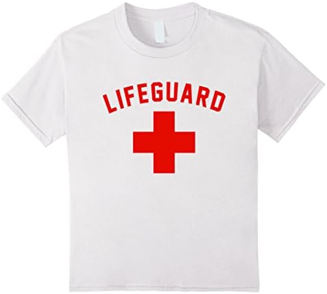 unisex-child Lifeguard Red &amp; White Certified Swimming Pool T Shirt 8 White