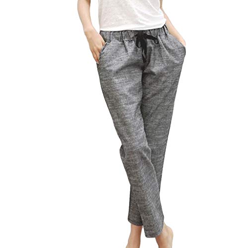 Botrong Women Pencil Pants Bandage Trousers Pants Long Pants Gray