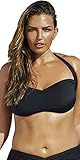 Swim Sexy Women's Plus Size Black Retro Bandeau/Halter Bikini Top
