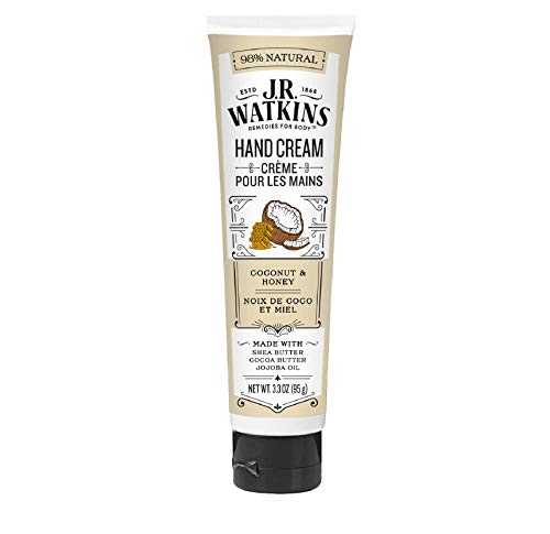 J.R. Watkins Hand Cream with Shea and Cocoa Butters, Coconut, 3.3 Ounce
