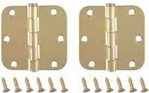 24 Polished Brass 3.5"X3.5" 5/8" Radius Round Corner Interior Door Hinges
