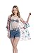 Women's Floral Chiffon Kimono Top - Ladies Sheer Flower 3/4 Sleeves Beach Cover Up for Bikini,Beachwear and Cardigan(White&Red,XL)