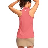 SANTINY womens Sleeveless V-neck Racerback Sport Polo With Quick-dry Polyester and Sun Protection