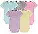 Wan-A-Beez 5 Pack Baby Girls' and Boys' Short Sleeve Bodysuits (0-3 Months, Pointelle)