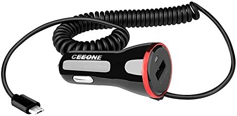 Micro USB Car Charger, Getwow Universal Car Charger Built-in Micro USB Connector for Samsung Galaxy, HTC, Sony, Nexus, Motorola, LG, Huawei, Android Devices and More? (Black+Red Edge)