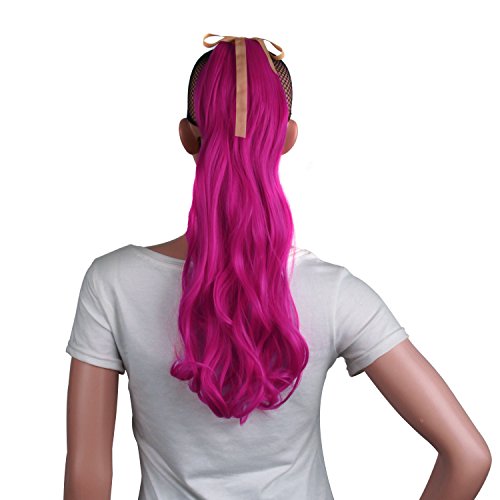 MapofBeauty 20″/50cm 2 Pack Curly Ponytail Long Wavy Hair Fashion Hair Accessories (Magenta)