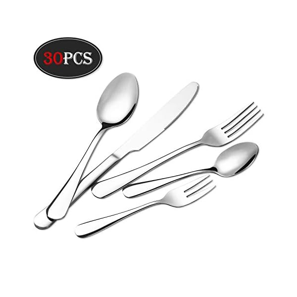 30-Piece Cutlery Set, VPCOK Flatware Set, Stainless Steel Silverware Sets Service for 6 High-Grade Mirror Polished Tableware Utensil Set with Gift Box Perfect Gift