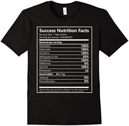 Success Nutrition Facts Entrepreneur Motivation tShirt