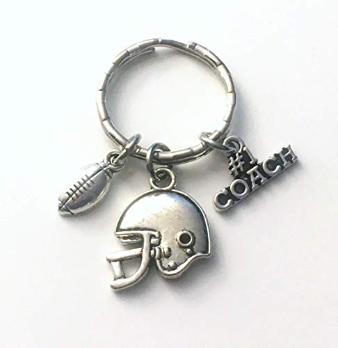 CLEARANCE SALE - Football Coach Keychain, Gift for Team Trainer Key Chain, 1 Coaching Present, Foot Ball Helmet Keyring for Women, Men, Him, Her Thank you Gift - Thumbnail 2