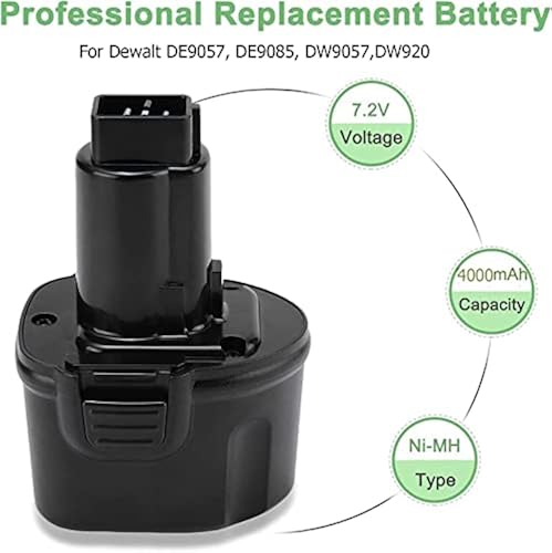 2Pack 4000mAh Replacement for Dewalt Battery DW9057 DE9057