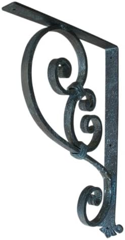 Shoreline Large Decorative Full Counter 18"DX27"L Wrought Iron Angle Bracket for Heavy Duty Use-Interior &amp; Exterior-Nickel/Steel