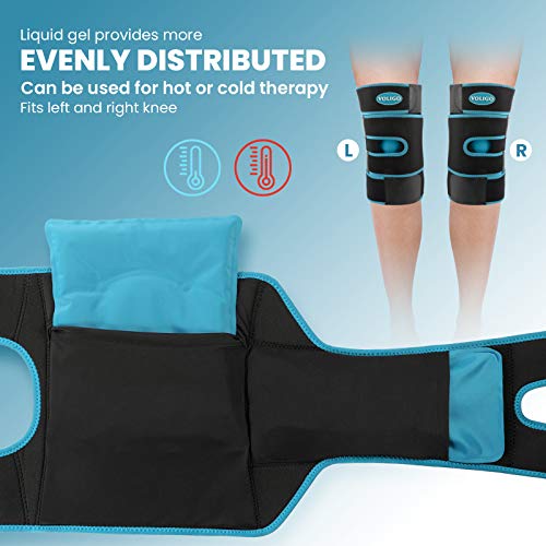 Knee Ice Pack Wrap Hot & Cold Gel Compression Brace Treatment of The Knee, Relief Brace for