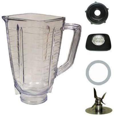 5 Cup, Square Top Plastic Blender Jar, Set With Blade Fits Oster Blender