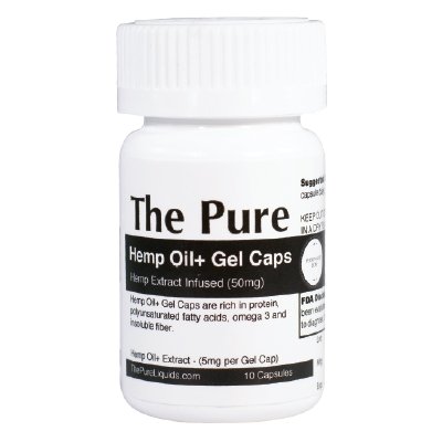 The Pure HO+ Gel Caps 50 mg Hemp Oil Extract Supplement Soft Gels Capsules (10 Soft Gels / 5 mg per)