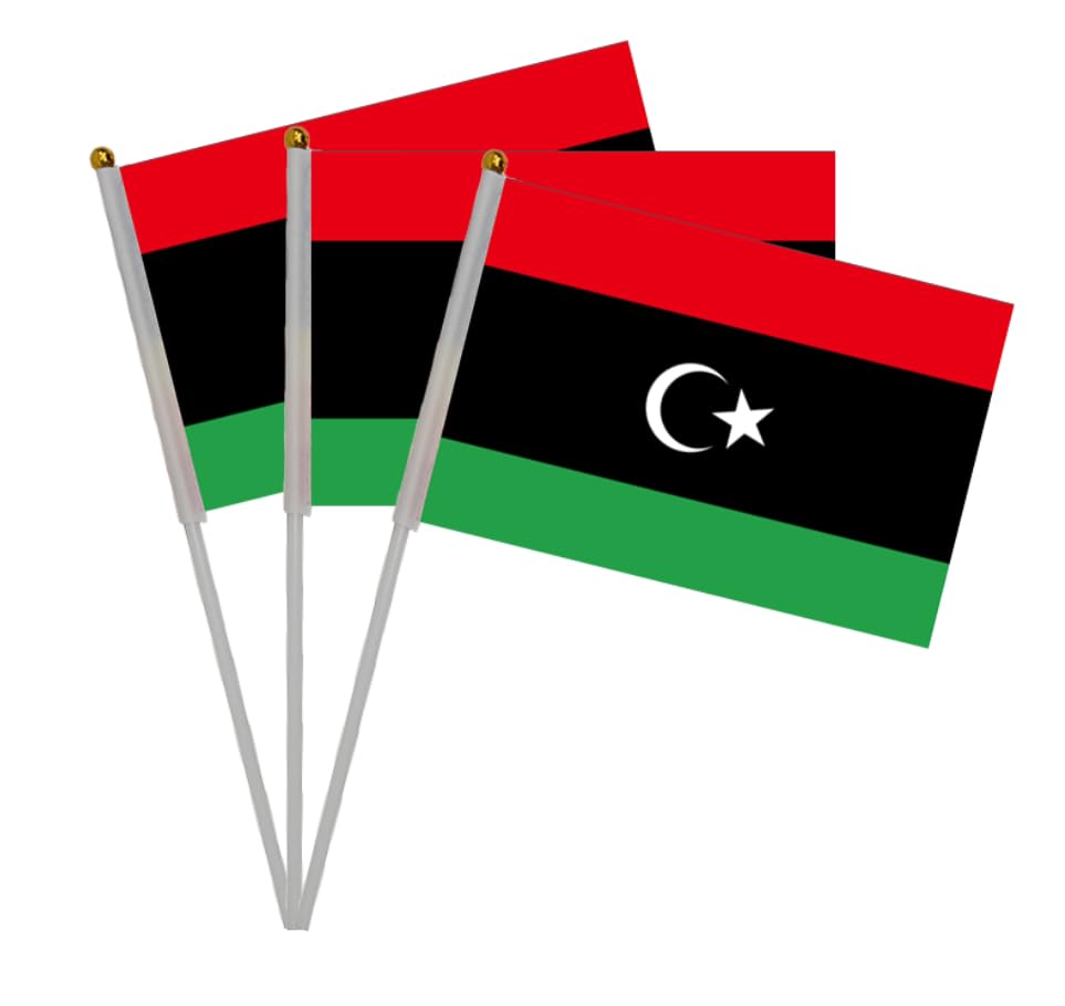 20 Pieces of Libyan Hand Crank Flags for National Holiday, Parties, Parades, Libyan Hand Flag, Sports Events, Bars Decoration Bunting Libya