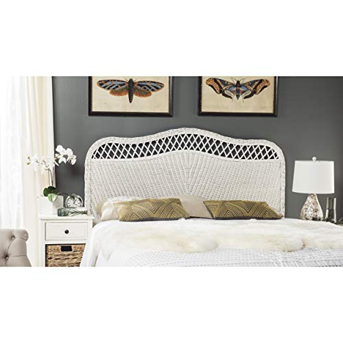 White Rattan Headboard (Queen) Modern Contemporary Nautical Coastal