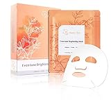 AYSWE Even-tone Brightening & Hydrating Organic Cotton Face Mask Sheet to Lighten Age Spots for Men & Women, Fragrance Free, Paraben Free for Sensitive & All Skin Types, Box of 5 Facial masks