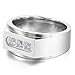 INBLUE Men's Stainless Steel Ring Band CZ Silver Tone Wedding Size11