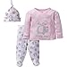 Gerber Baby Girls' 3-Piece Shirt, Footed Pant and Cap Set-Closeout, Elephant, Newborn