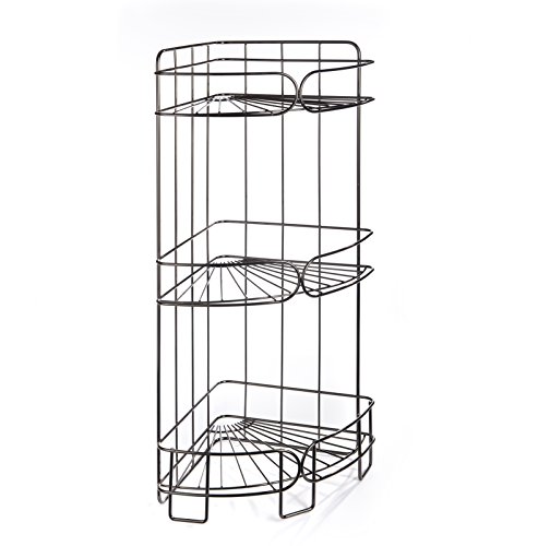 Free Standing Bathroom Storage Corner Caddy, Black Nickel, by AMG