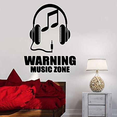 supmsds Music Zone Tatuajes de Pared Auriculares Notas Etiqueta de ...
