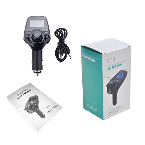 Nurbijar Bluetooth FM Transmitter AUX Radio Adapter Wireless Hands Free Car Kit Music MP3 Player with USB Charger TF Card Slot - Thumbnail 6