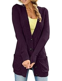 Uniarmoire - Sudadera de manga larga para mujer, con botón, de punto