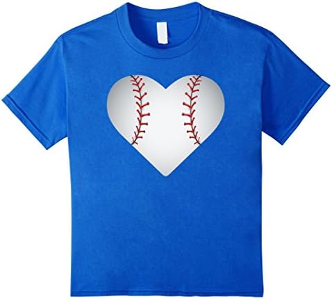 Kids Baseball Softball heart shirt for moms dads kids tee t-shirt 4 Royal Blue
