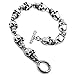 INBLUE Men's Stainless Steel Bracelet Link Wrist Silver Tone Black Skull
