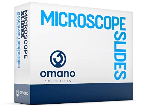 Omano Blank Microscope Slides with Coverslips (50-Pack) Personal, Professional, Student, Kid Use | Clear, Pre-Cleaned Glass | Ground Edge | 25.4 mm x 76.2 mm