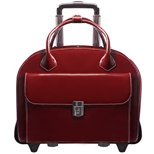 Mcklein USA 94366 Glen Ellyn, 15.4" Leather Detachable Wheeled Case, One Size, Red