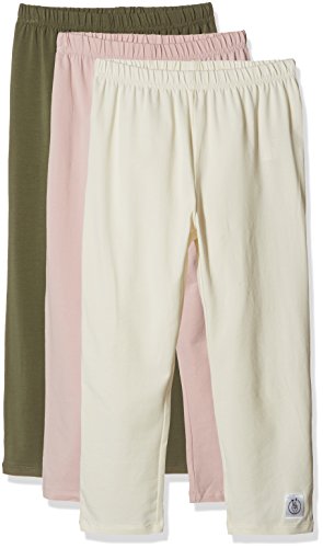 Kid Nation Girls' 3-Pack Cotton Stretch Classic Legging XL Olive + Seashell Pink + Eggnog â€¦