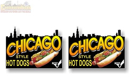 2 Chicago Style Hot Dogs 5" Decals Concession Trailer Cart Grocery Gourmet Food Convenience Store Shop Counter Wall or Window Vinyl Sticker (Chicago (2) 4"x 5")