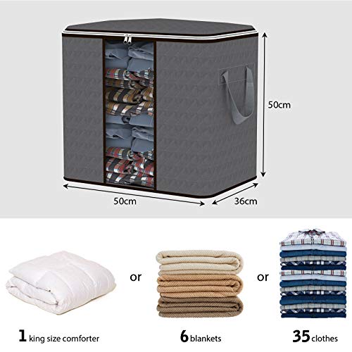 Fixwal-90L-Foldable-Storage-Containers-Set-of-4-Large-Capacity-Clothes-Organizer-Bags-with-Reinforced-Handle-Clear-Window-and-Sturdy-Zipper-Thick-Fabric-for-Comforters-Clothing-Blankets-Bedding-Quilts