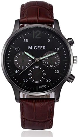 Men Watches On Sale, Paymenow Clearance Men Round Chronograph Watches Retro Fashion Analog Quartz Wrist Watch (Brown)